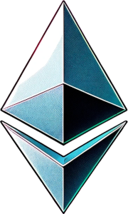 Logo of ethereum cartoon style.